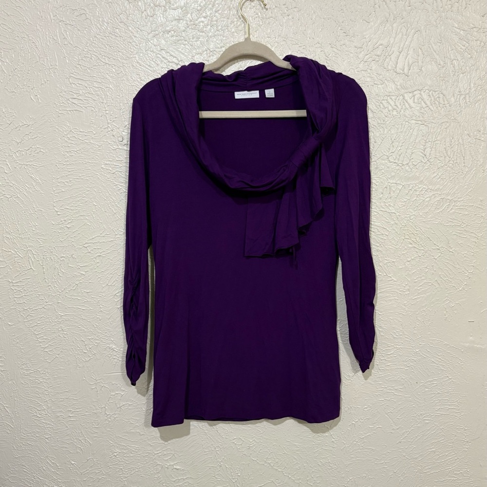 New York & Company Purple Ruffled Blouse